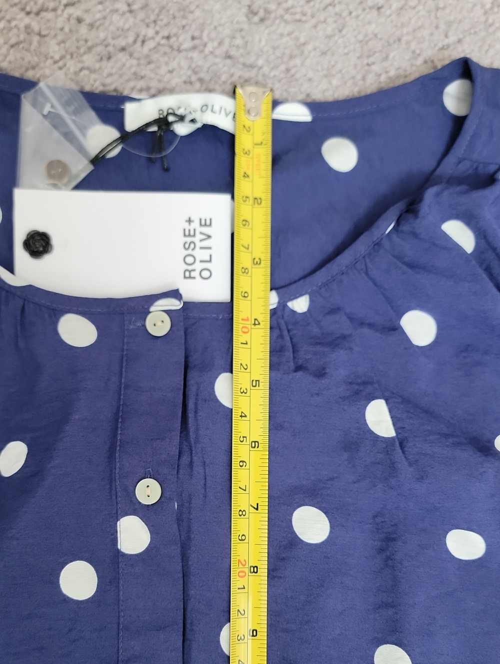 Rose & Olive Polka Dot Blouse in Blue & White Size 2x NWT - Picture 9 of 10